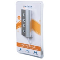 HUB USB,MANHATTAN,163767, V3.0  4 PTOS COLOR ALUMINIO [ 163767 ][ AC-7244 ]