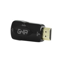 ADAPTADOR GHIA CONVERTIDOR DE VIDEO HDMI MACHO A VGA HEMBRA CON AUDIO [ ADAP-1 ][ AC-7504 ]