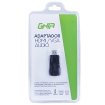 ADAPTADOR GHIA CONVERTIDOR DE VIDEO HDMI MACHO A VGA HEMBRA CON AUDIO [ ADAP-1 ][ AC-7504 ]