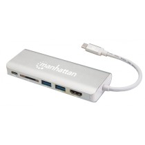 DOCKING USB,MANHATTAN,152075,-C  6 PTOS, HDMI, USB-C PD/2XUSBV3.2, RED/SDS [ 152075 ][ AC-7936 ]