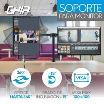 SOPORTE GHIA PARA 2 MONITORES / PARA MONTAJE A MESA O ESCRITORIO / DOBLE BRAZO ARTICULADO / HASTA 32 [ SMON-2 ][ AC-9229 ]