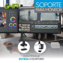 SOPORTE GHIA PARA 2 MONITORES / PARA MONTAJE A MESA O ESCRITORIO / DOBLE BRAZO ARTICULADO / HASTA 32 [ SMON-2 ][ AC-9229 ]