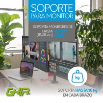 SOPORTE GHIA PARA 2 MONITORES / PARA MONTAJE A MESA O ESCRITORIO / DOBLE BRAZO ARTICULADO / HASTA 32 [ SMON-2 ][ AC-9229 ]