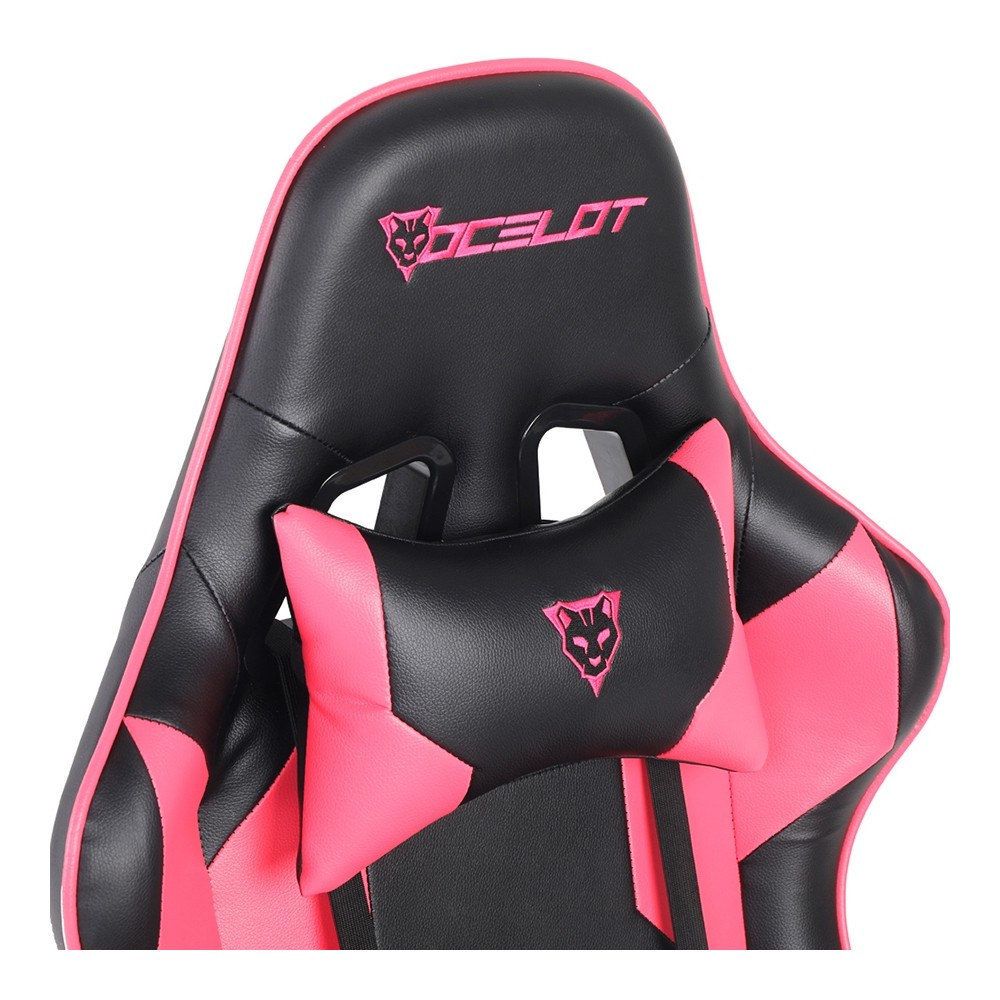 SILLA GAMER OCELOT/COLOR MAGENTA CON NEGRO/DESCANSA BRAZOS AJUSTABLES/RECLINABLE 90-155 GRADOS/SOPOR [ OGS-03 ][ AC-9436 ]