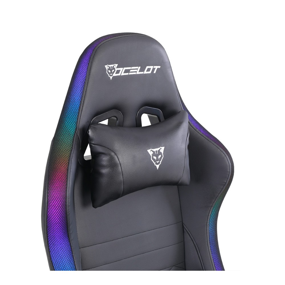 SILLA GAMER OCELOT GAMING RGB / BASE AJUSTABLE DE METAL / DESCANSA BRAZOS AJUSTABLES DE 4 DIMENSIONE [ OSRGB ][ AC-9675 ]