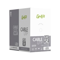 BOBINA DE CABLE MARCA GHIA CAT5E UTP CCA COLOR GRIS 24 AWG 305M 1000FT CERTIFICACION CE / ROHS [ GCB-001 ][ CB-1140 ]