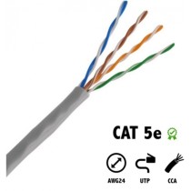 BOBINA DE CABLE MARCA GHIA CAT5E UTP CCA COLOR GRIS 24 AWG 305M 1000FT CERTIFICACION CE / ROHS [ GCB-001 ][ CB-1140 ]