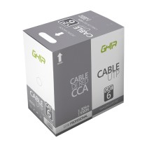 BOBINA DE CABLE MARCA GHIA CAT6 UTP CCA COLOR GRIS 23 AWG UTP 305M 1000FT CERTIFICACIN CE / ROHS [ GCB-005 ][ CB-1143 ]