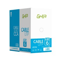 BOBINA DE CABLE MARCA GHIA CAT6 UTP CCA COLOR AZUL 23 AWG UTP 305M 1000FT CERTIFICACION CE / ROHS [ GCB-006 ][ CB-1144 ]