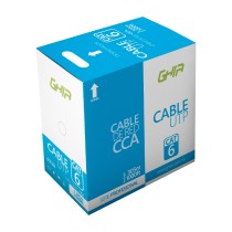 BOBINA DE CABLE MARCA GHIA CAT6 UTP CCA COLOR AZUL 23 AWG UTP 305M 1000FT CERTIFICACION CE / ROHS [ GCB-006 ][ CB-1144 ]