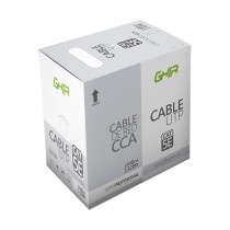 BOBINA DE CABLE MARCA GHIA CAT5E UTP CCA COLOR GRIS 24 AWG 100M 328FT CERTIFICACION CE / ROHS [ GCB-044 ][ CB-1668 ]