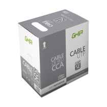 BOBINA DE CABLE MARCA GHIA CAT5E UTP CCA COLOR AZUL 24 AWG 100M 328FT CERTIFICACION CE / ROHS [ GCB-045 ][ CB-1669 ]