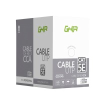 BOBINA DE CABLE MARCA GHIA CAT5E UTP CCA COLOR AZUL 24 AWG 100M 328FT CERTIFICACION CE / ROHS [ GCB-045 ][ CB-1669 ]