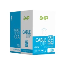 BOBINA DE CABLE MARCA GHIA CAT5E UTP CCA COLOR BLANCO 24 AWG 100M 328FT CERTIFICACION CE / ROHS [ GCB-046 ][ CB-1670 ]