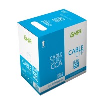 BOBINA DE CABLE MARCA GHIA CAT5E UTP CCA COLOR BLANCO 24 AWG 100M 328FT CERTIFICACION CE / ROHS [ GCB-046 ][ CB-1670 ]