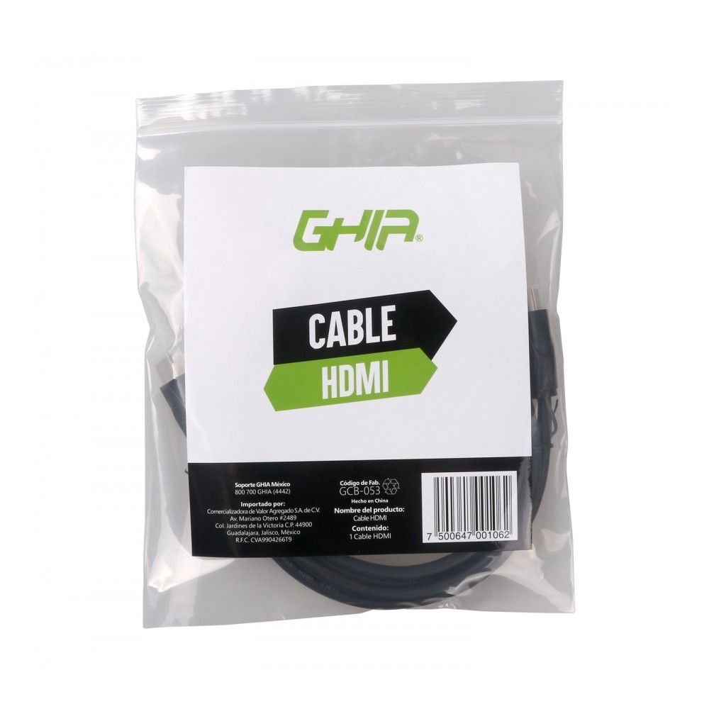 CABLE HDMI GHIA 1.8 MTS 19P 4K A 60 HZ 3D [ GCB-053 ][ CB-2311 ]