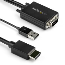 CABLE ADAPTADOR DE VGA A HDMI DE 2M CON AUDIO - 1920 X 1080 - CONVERTIDOR ACTIVO VGA A HDMI - MACHO  [ VGA2HDMM2M ][ CB-2319 ]