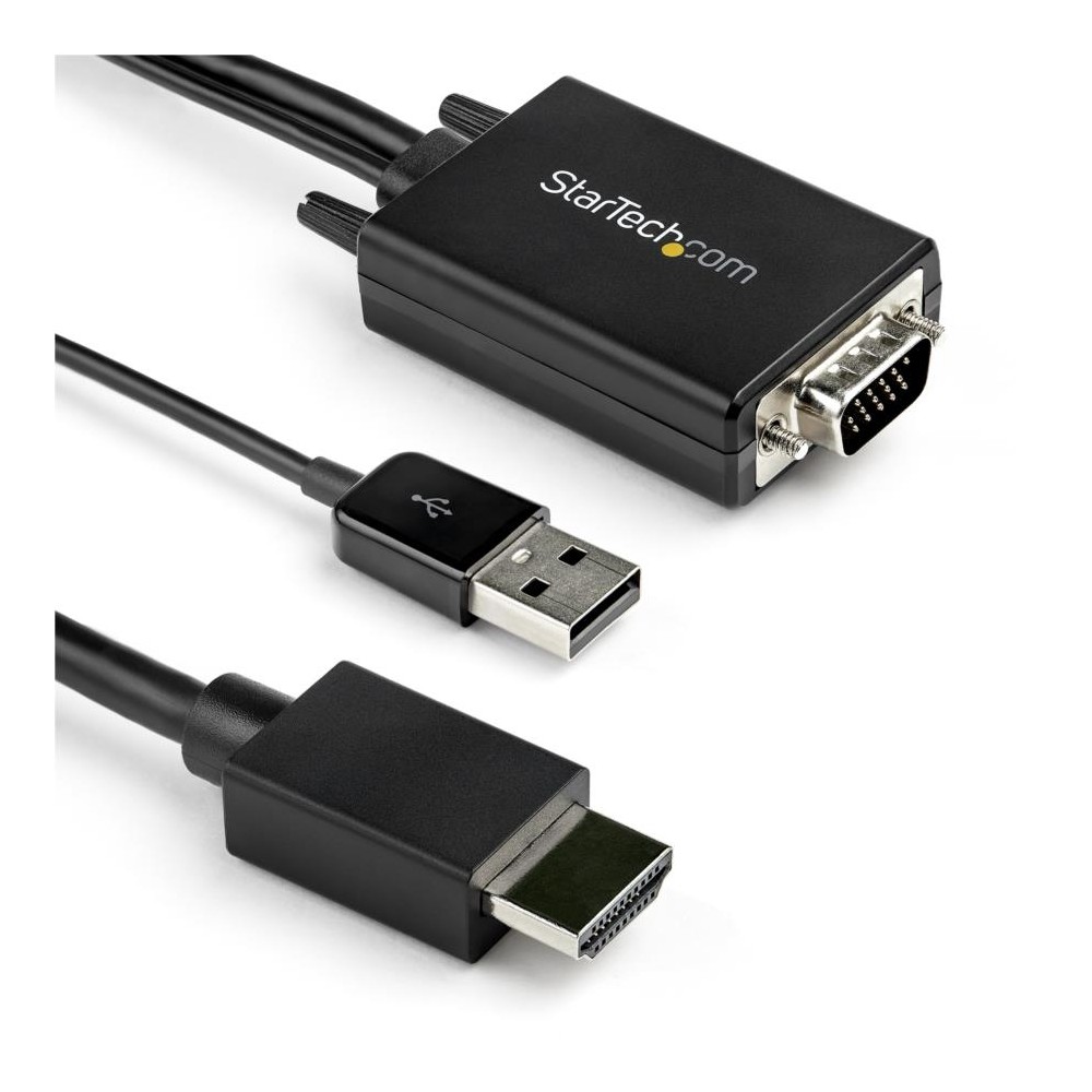 CABLE ADAPTADOR DE VGA A HDMI DE 2M CON AUDIO - 1920 X 1080 - CONVERTIDOR ACTIVO VGA A HDMI - MACHO  [ VGA2HDMM2M ][ CB-2319 ]