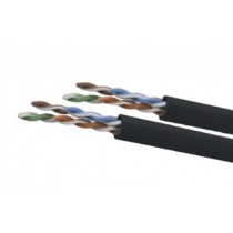 BOBINA DE CABLE EXTERIOR WAM CAT5E SIN GEL UTP 100 COBRE 24 AWG 305 MTS COLOR NEGRO [ CAT5E-OUT-NEGRO ][ CB-954 ]