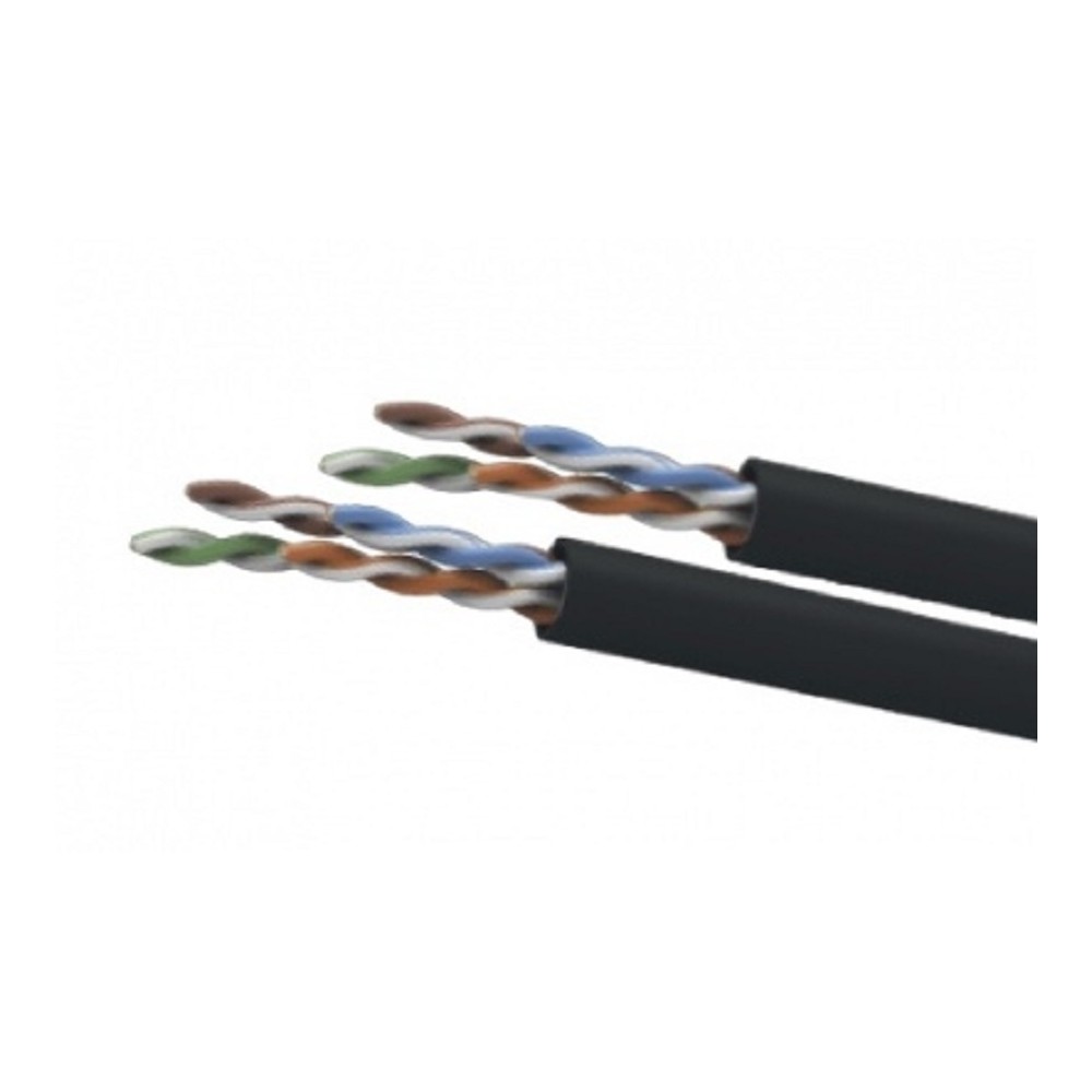 BOBINA DE CABLE EXTERIOR WAM CAT5E SIN GEL UTP 100 COBRE 24 AWG 305 MTS COLOR NEGRO [ CAT5E-OUT-NEGRO ][ CB-954 ]