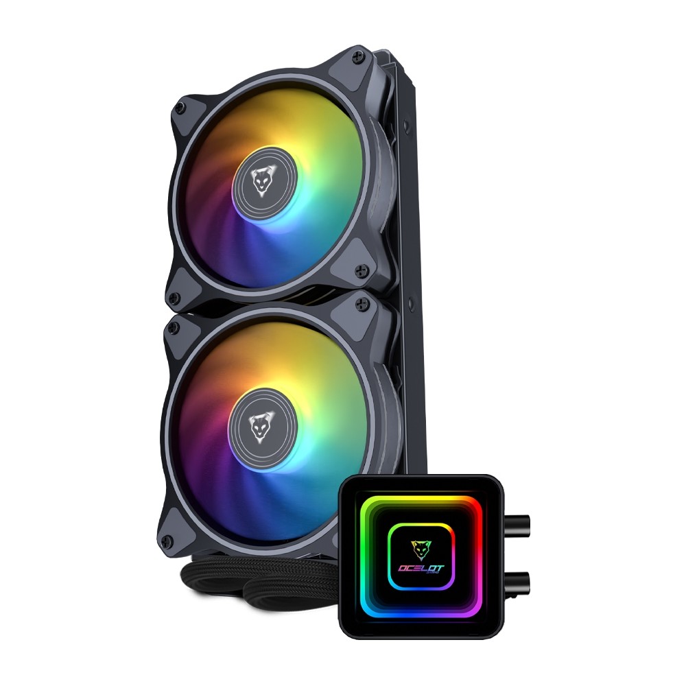 DISIPADOR DE ENFRIAMIENTO LIQUIDO OCELOT MODELO OEL240. 240MM AIO RGB INTEL SOCKET LGA/ 2011/1366/11 [ OEL240 ][ CF-265 ]