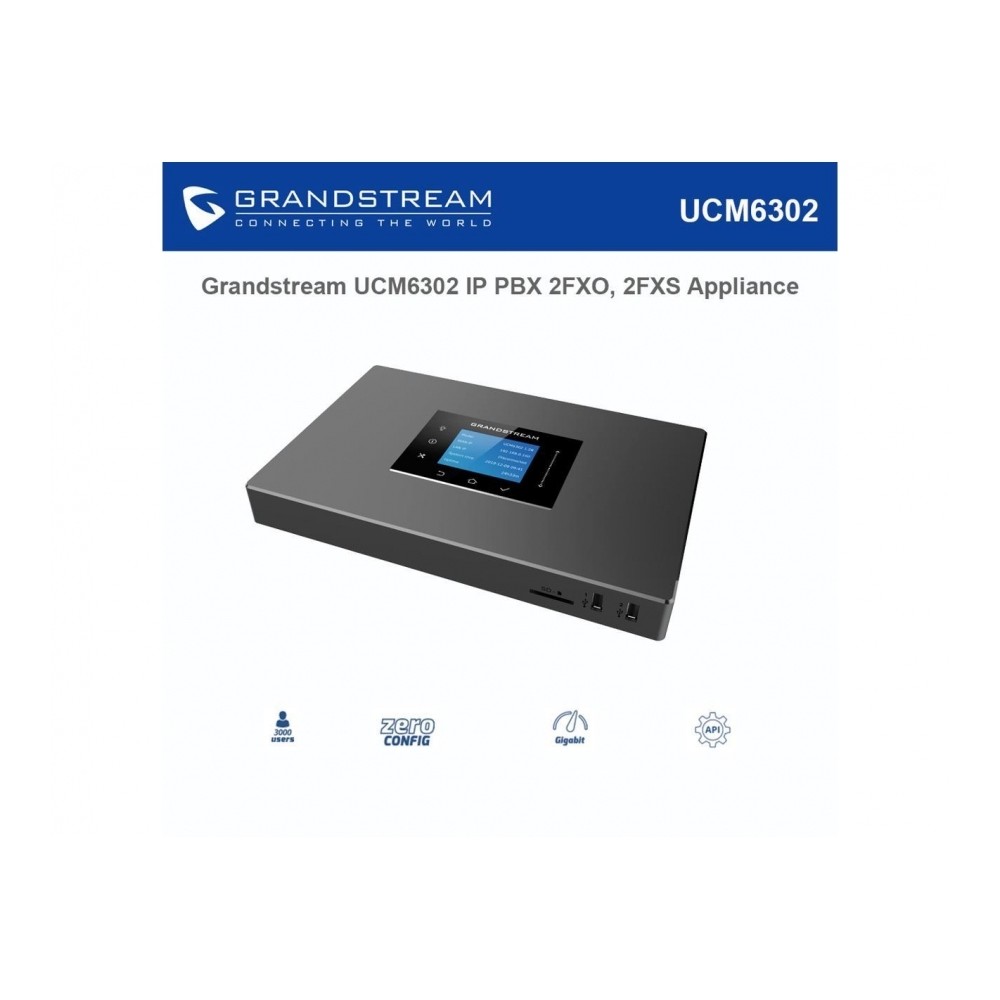 CONMUTADOR IP GRANDSTREAM UCM6302/ 2 (FXO)+ 2 (FXS) 1000 EXTENSIONES SIP 200 LLAMADAS SIMULTANEAS 3  [ UCM6302 ][ CON-84 ]