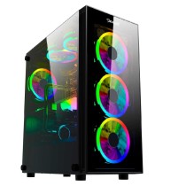 GABINETE GAMER OCELOT/NEGRO/MEDIA TORRE/SOPORTA 6X VENTILADORES 120MM/SOPORTA GPU 350MM/CRISTAL TEMP [ OGMC01 ][ CS-672 ]