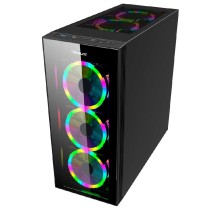 GABINETE GAMER OCELOT/NEGRO/MEDIA TORRE/SOPORTA 6X VENTILADORES 120MM/SOPORTA GPU 350MM/CRISTAL TEMP [ OGMC01 ][ CS-672 ]