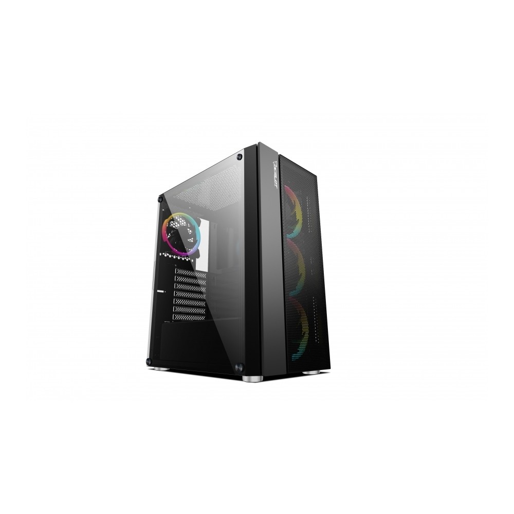 GABINETE GAMER OCELOT/NEGRO/MEDIA TORRE/SOPORTA 6X VENTILADORES 120MM/SOPORTA GPU 320MM/CRISTAL TEMP [ OGEC02 ][ CS-673 ]