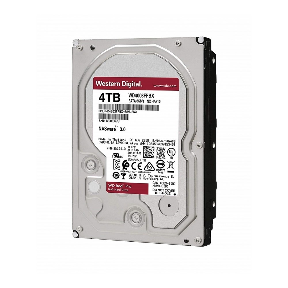 DISCO DURO INTERNO WD RED PRO 4TB 3.5 ESCRITORIO SATA3 6GB/S 256MB 7200RPM 24X7 HOTPLUG NAS 1-16 BAH [ WD4003FFBX ][ HD-1692 ]