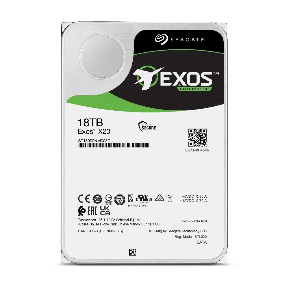 DISCO DURO INTERNO SEAGATE EXOS X20 18TB 3.5 ESCRITORIO SATA3 6GB/S 256MB 7200RPM 24X7 HOTPLUG NAS-N [ ST18000NM003D ][ HD-2760 ]