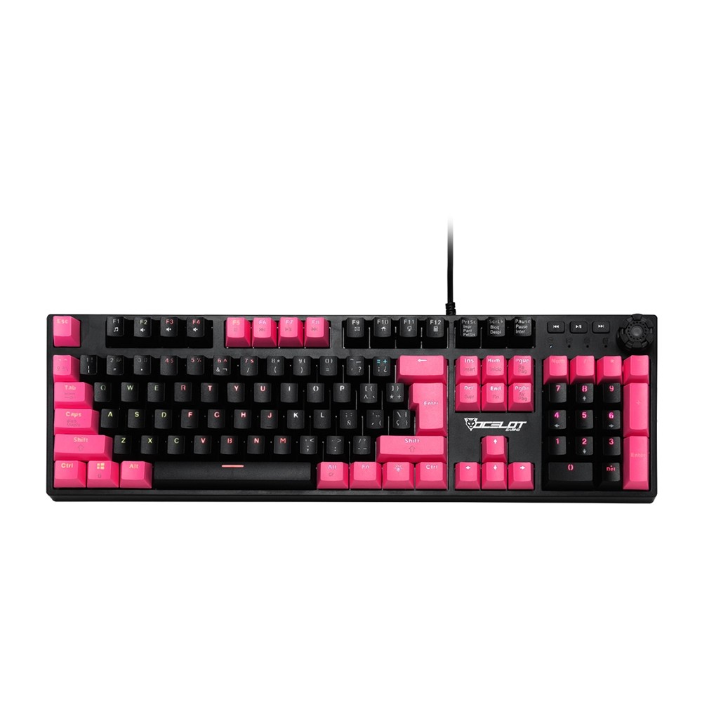 TECLADO MECANICO EXTENDIDO OCELOT/ALAMBRICO/ILUMINACION TIPO RGB CUBIERTA DE ABS/COLOR NEGRO CON ROS [ OGMK04 ][ KB-826 ]