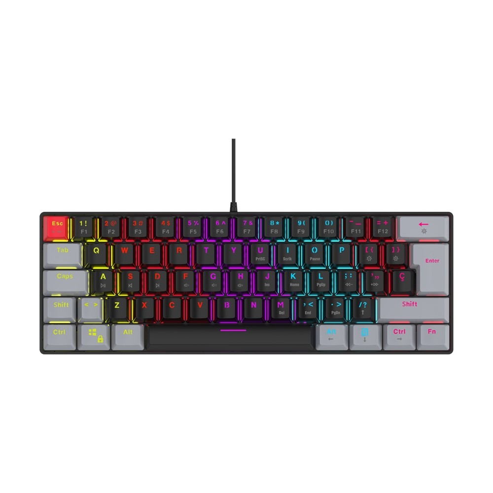 TECLADO MECANICO 60 OCELOT CREATORS COLOR WAY NEGRO CON GRIS, TIPO DE SWITCH AZUL [ TECHNO-BLACK-60--OC ][ KB-865 ]