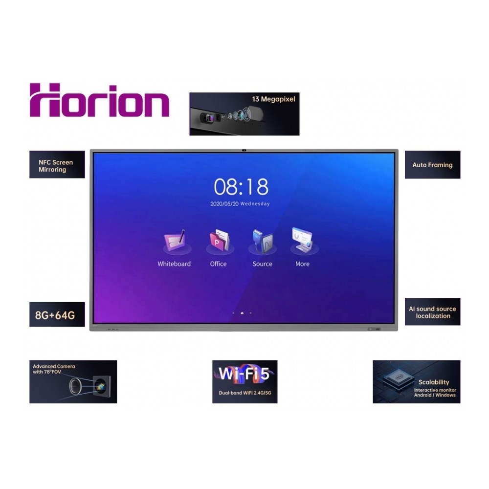 MONITOR INTERACTIVO HORION 65M5APRO 65 NFC, SCREENCASTING, BLUETOOTH 5.0, CMARA 13 MP, 20 PUNTOS TCT [ 65M5APRO ][ MNL-2368 ]