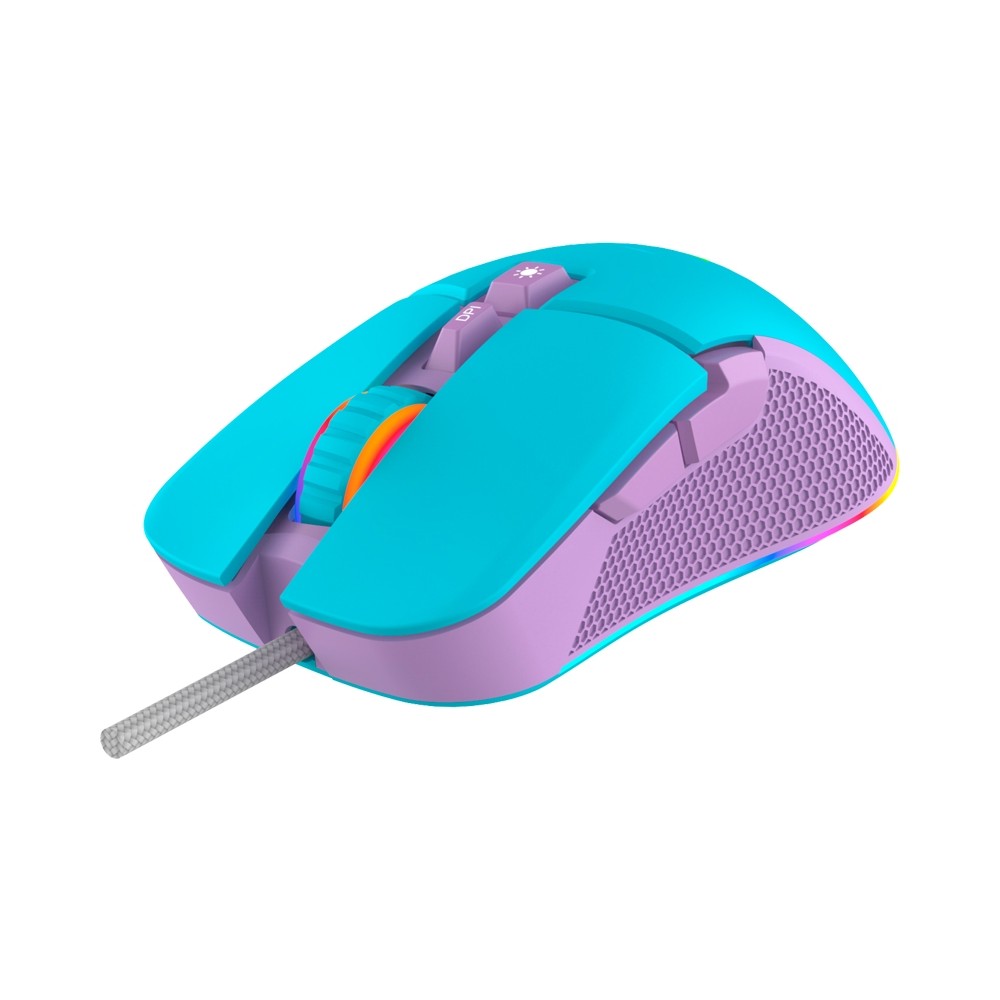 MOUSE OCELOT CREATORS ALAMBRICO/AZUL CON MORADO/RGB/7 BOTONES/HASTA DPI 7200/OCELOT GAMING [ OCM-CANDY-BLUE ][ MS-1428 ]