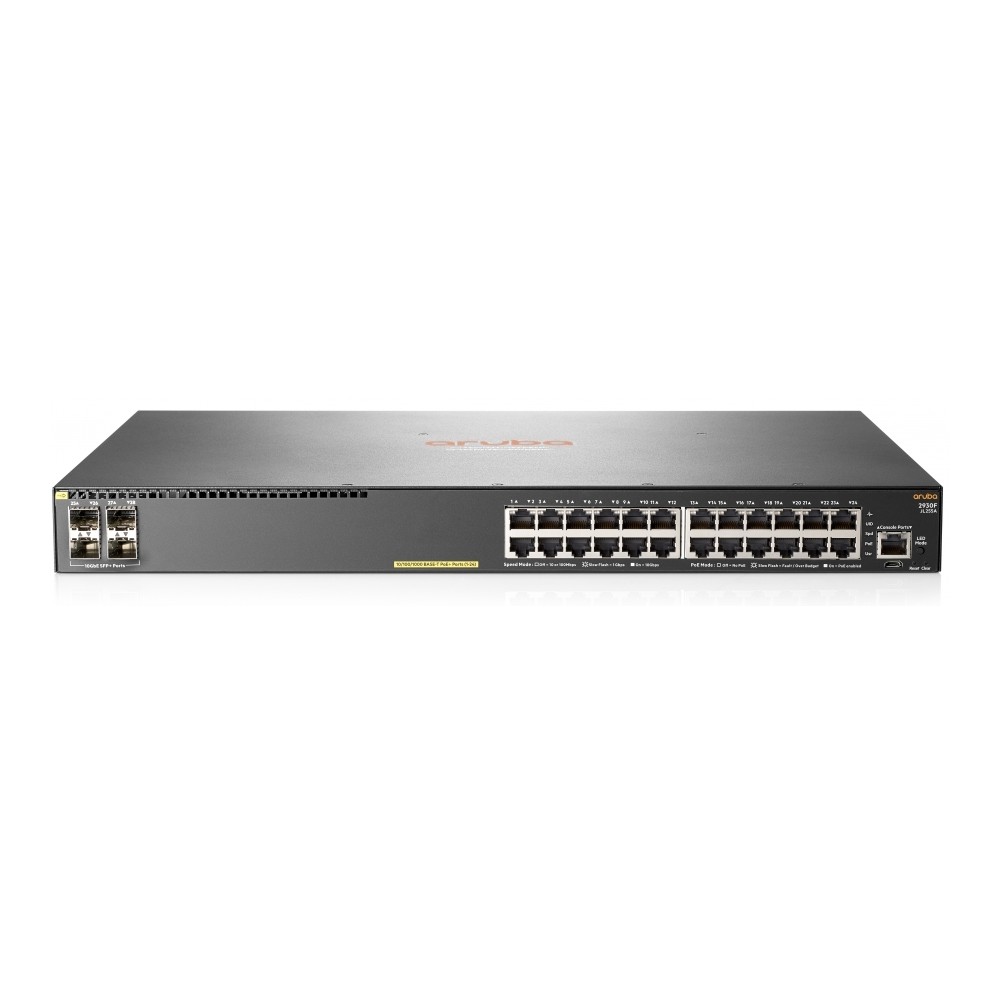 SWITCH HP ARUBA JL255A 2930F 24 PUERTOS RJ45 10/100/1000 POE 370W Y 4 SFP 1/10GE ADMINISTRABLE CAPA  [ JL255A ][ NIC-2306 ]