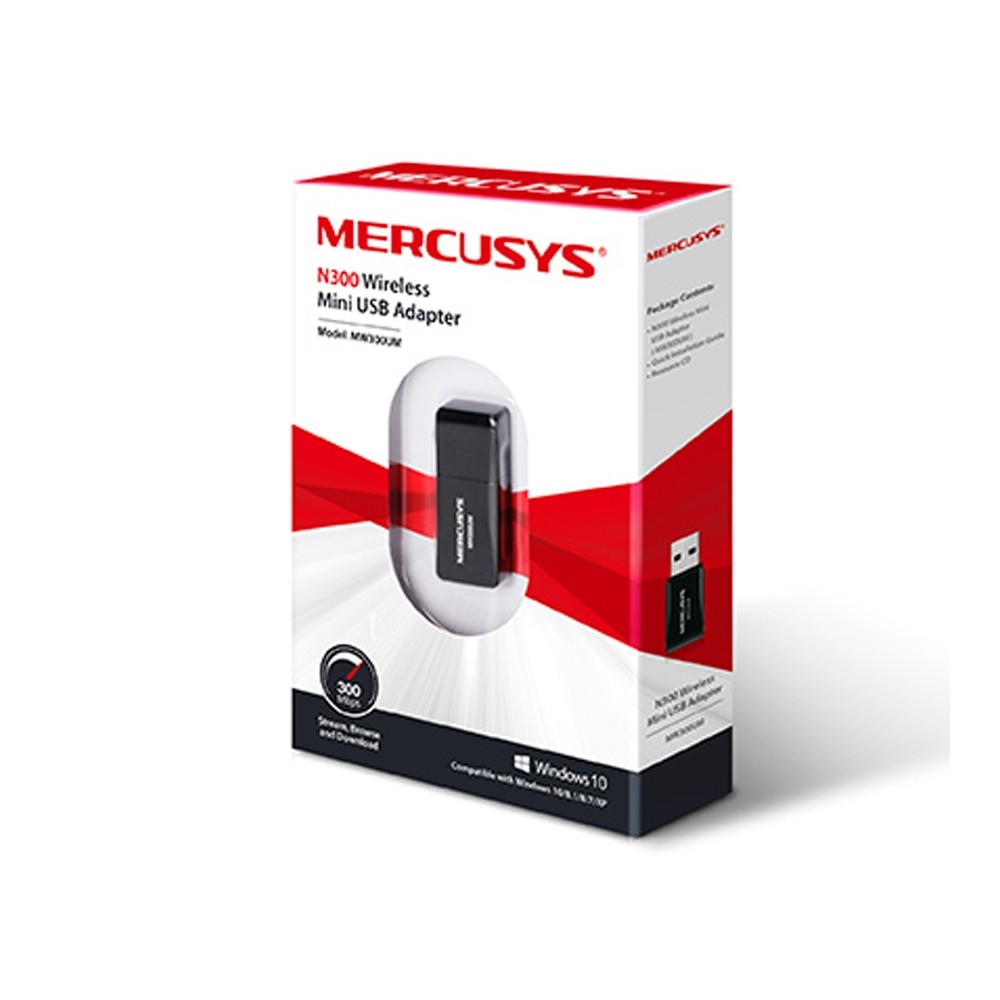 TARJETA DE RED |  MERCUSYS | MW300UM | USB INALAMBRICA | 300 MBPS |TAMANO MINI [ MW300UM ][ NIC-2379 ]