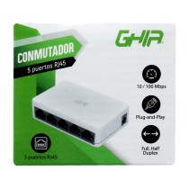 SWITCH GHIA 5 PUERTOS RJ45 10/100 MBPS NO ADMINISTRABLE AUTO MDI/MDIX HALF FULL DUPLEX [ GNW-S1 ][ NIC-3418 ]