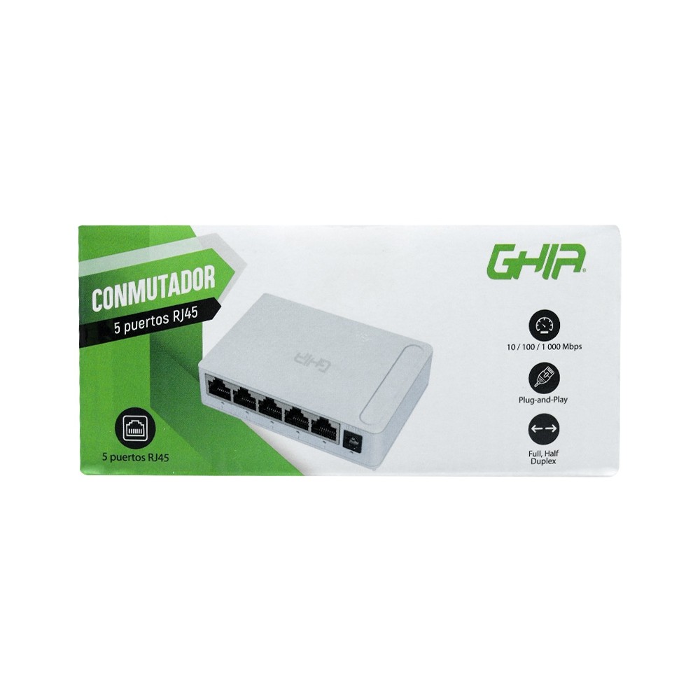 SWITCH GHIA 5 PUERTOS RJ45 10/100/1000 MBPS NO ADMINISTRABLE AUTO MDI/MDIX HALF FULL DUPLEX // GIGAB [ GNW-S3 ][ NIC-3419 ]