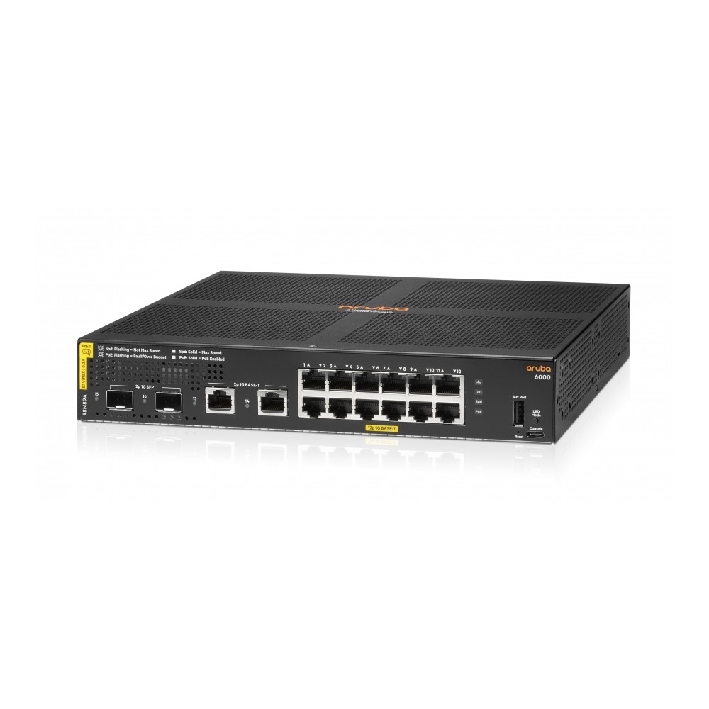 SWITCH HPE ARUBA R8N89A 6000 12G POE CL4 139 WATTS 2SFP Y 2 RJ45 ADMINISTRABLE CAPA 2 [ R8N89A ][ NIC-3804 ]