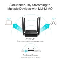 ROUTER |TP-LINK | ARCHER C64 |WIFI | INALAMBRICO MU-MIMO | AC1200 | 5 GHZ 867 MBPS | 2,4 GHZ 400 MBP [ ARCHER-C64 ][ NIC-3861 ]