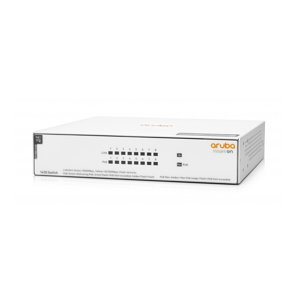 SWITCH HPE ARUBA R8R46A INSTANT ON 1430 CON 8 PUERTOS POE CLASE 4 RJ45 10/100/1000 MBPS NO ADMINISTR [ R8R46A ][ NIC-4204 ]