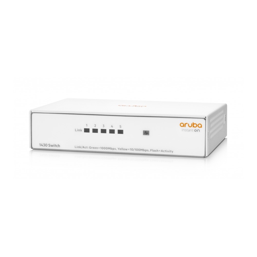 SWITCH HPE ARUBA R8R44A INSTANT ON 1430 CON 5 PUERTOS RJ45 10/100/1000 MBPS NO ADMINISTRABLE [ R8R44A ][ NIC-4207 ]