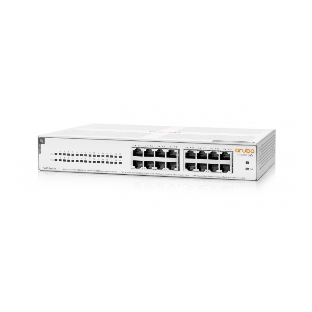 SWITCH HPE ARUBA R8R48A INSTANT ON 1430 CON 16 PUERTOS POE CLASE 4 RJ45 10/100/1000 MBPS NO ADMINIST [ R8R48A ][ NIC-4209 ]