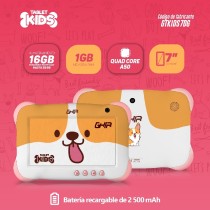 TABLET GHIA 7 KIDS/A50 QUADCORE/1GB RAM/16GB /2CAM/WIFI/BLUETOOTH/2500MAH/ANDROID 9 /PERRITO [ GTKIDS7DG ][ NOTGHIA-288 ]