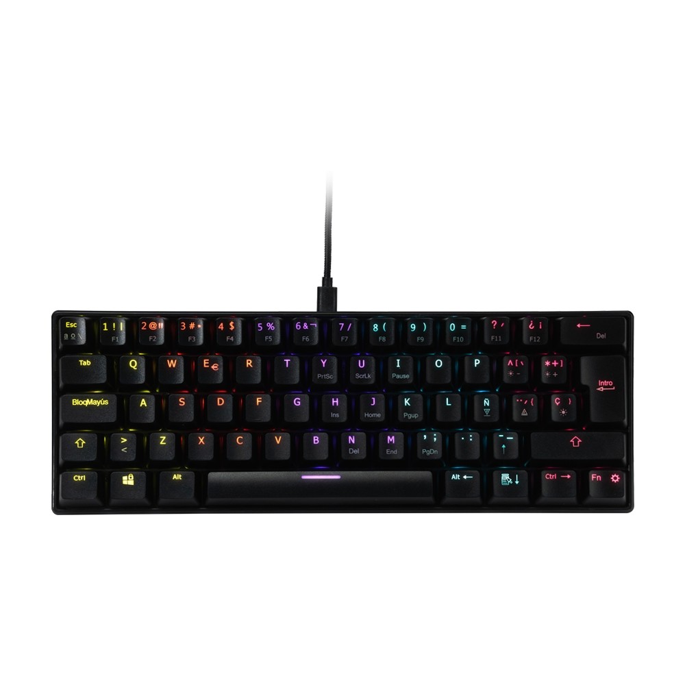 TECLADO MECANICO OCELOT/FORMA 60/ALAMBRICO/PLASTICO/ILUMINACION TIPO RGB/GAMER [ OGMK03 ][ KB-827 ]