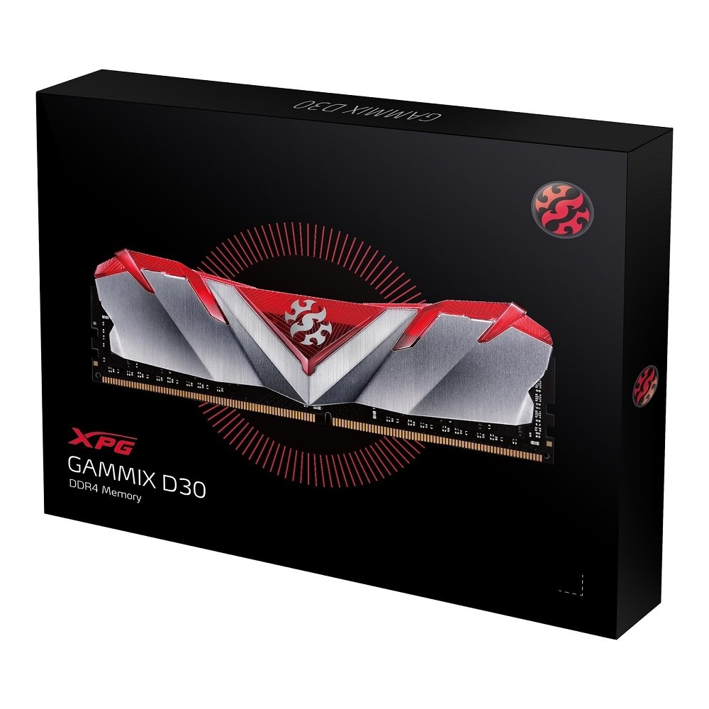 MEMORIA ADATA UDIMM DDR4 8GB PC4-25600 3200MHZ CL16 1.2V XPG GAMMIX D30 ROJO CON DISIPADOR PC/GAMER/ [ AX4U32008G16A-SR30 ][ RAM-3611 ]