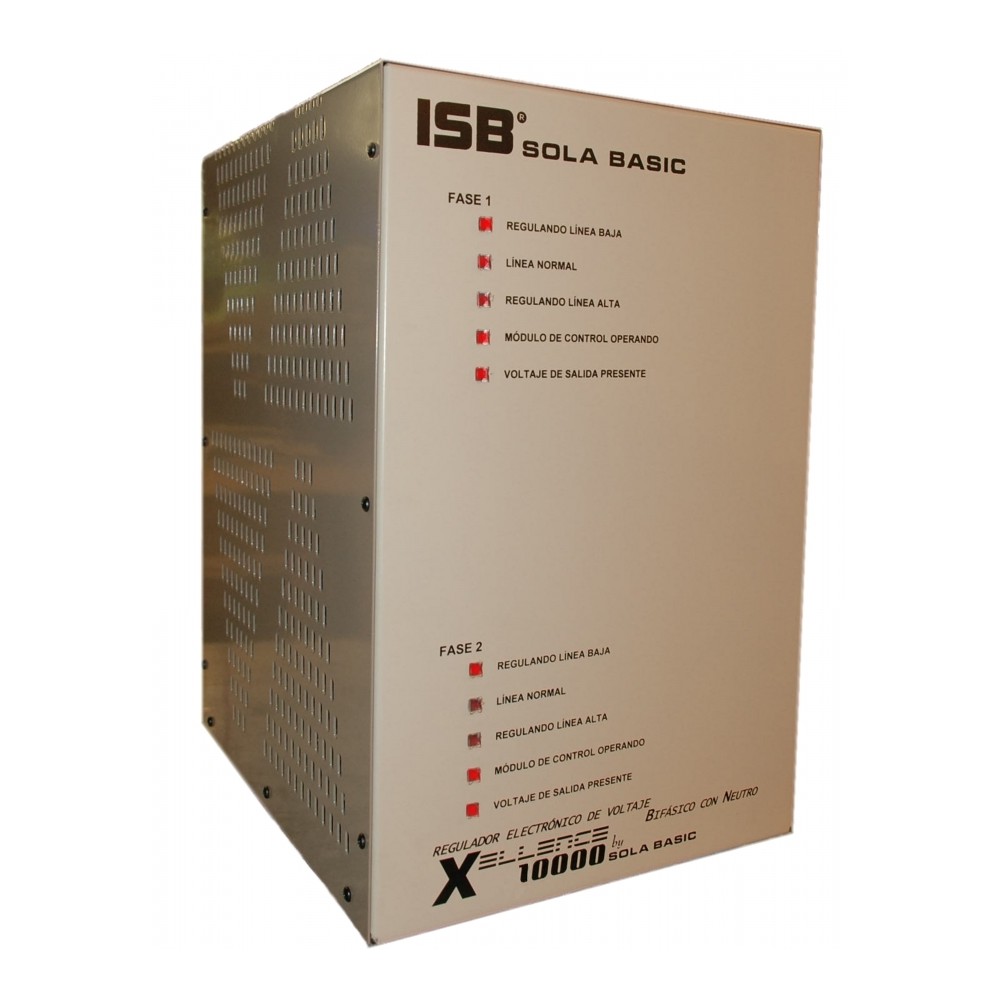 REGULADOR ELECTRONICO DE VOLTAJE SOLA BASIC ISB XELLENCE 10 000,  2 FASES  220VCA + - 5% [ XL-22-310 ][ RE-159 ]