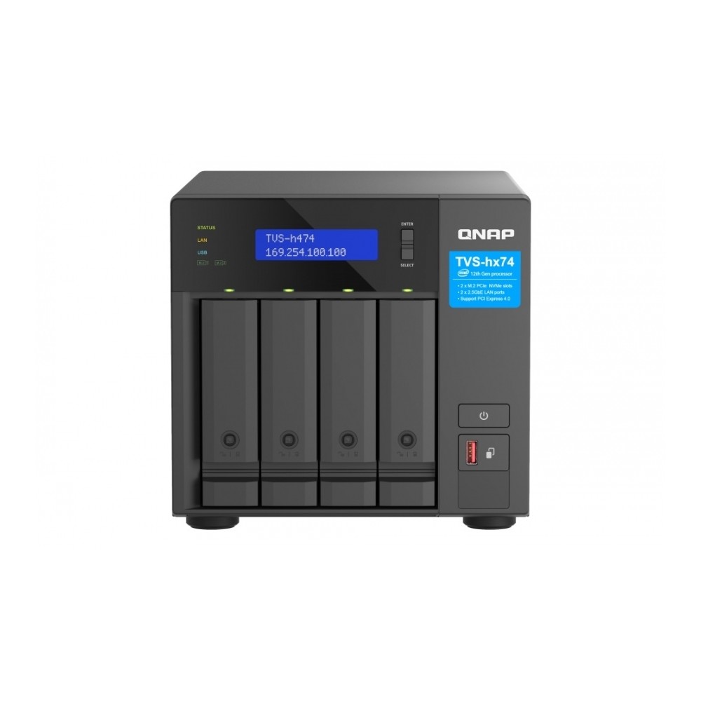 NAS QNAP H474-PT-8G / 4 BAHIAS / TORRE / INTEL PENTIUM 2NUCLEOS 3.7GHZ / 8GB RAM DDR4 / M.2 2280(2)  [ TVS-H474-PT-8G-US ][ SAM-829 ]