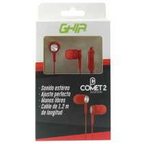 AUDIFONOS ALAMBRICOS GHIA COMET2 CON MANOS LIBRES / COLOR ROJO [ GAC-171 ][ SPK-1789 ]